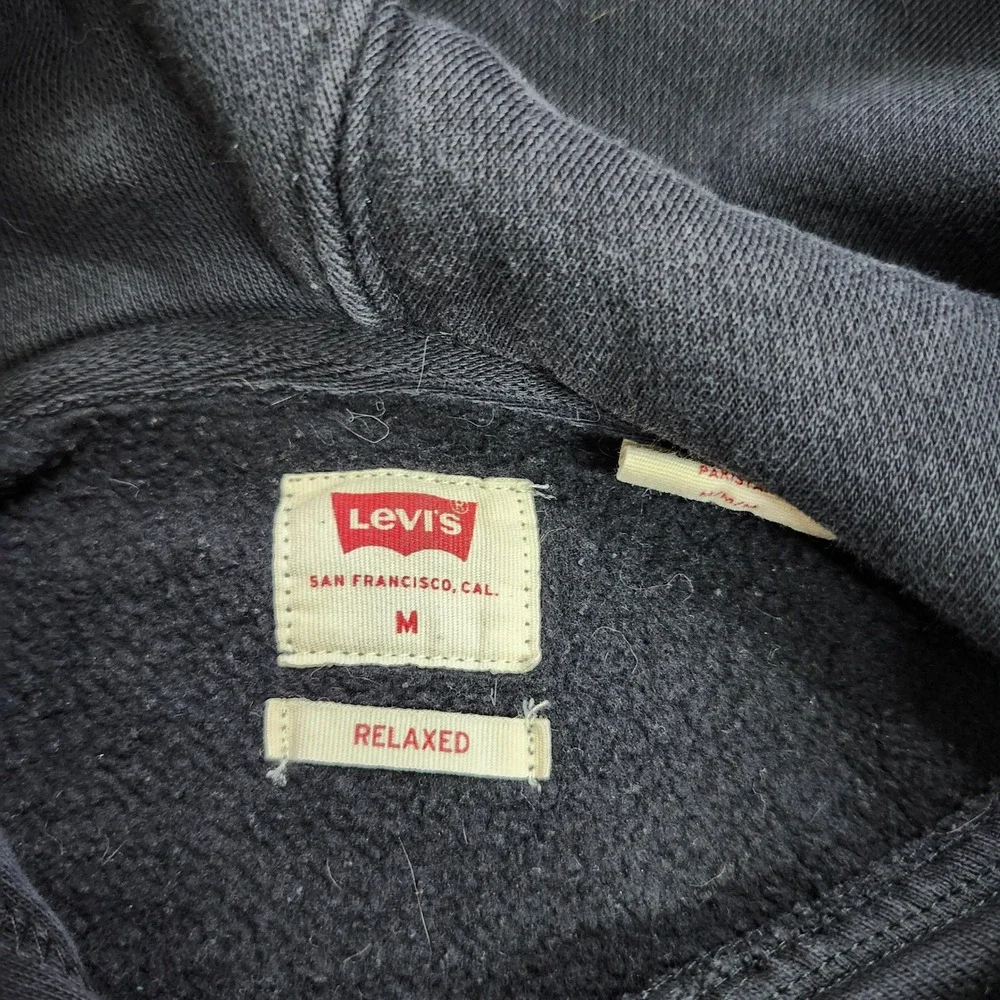 Levis Mens Relaxed Fit Logo Hoodie Faded Black Sweatshirt Medium 15331